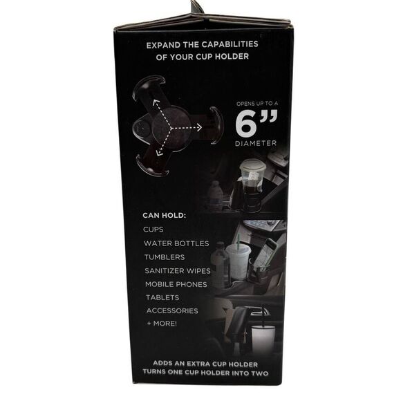 Limitless 2 In 1 Dual Expandable Cup Holder With 360 Degree Rotating Base New - Picture 6 of 6
